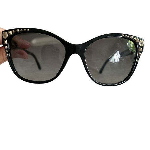 Versace Polarized Black +‎ Silver Cat Eye Sunglasses - ve4270 Model + Case - Picture 4 of 9